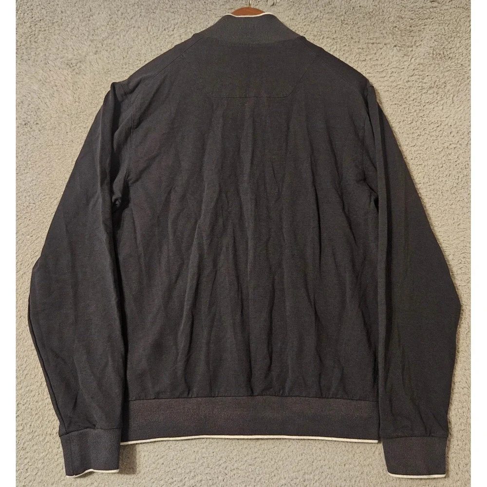 Z Zegna Mens Navy Blue Grey Full Zip Track Jacket Stretch Men's Size Medium